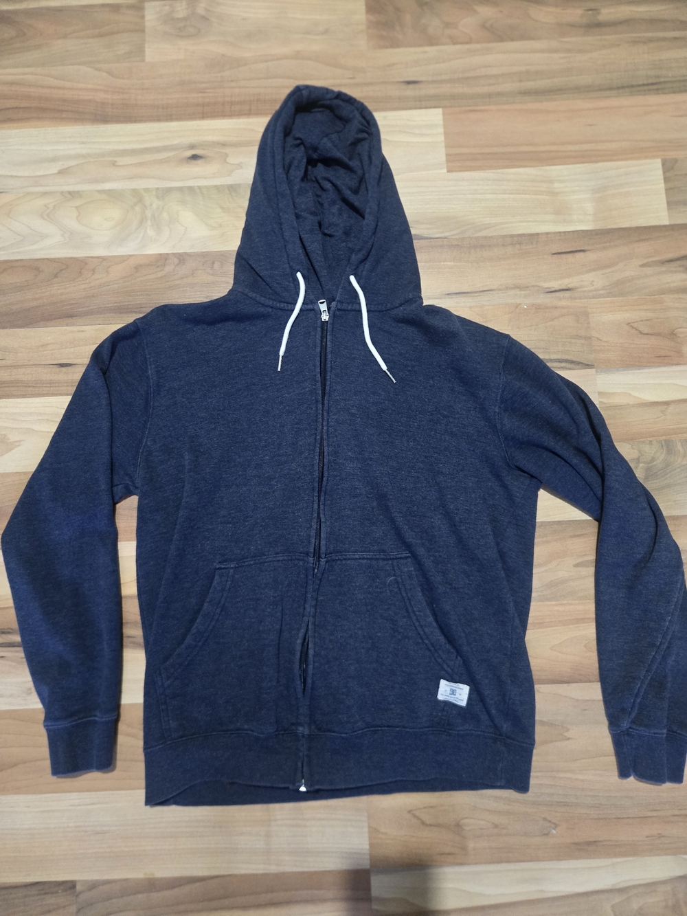 DC Men's Zip Hoodie Sweater - Dark Navy with White Drawstrings